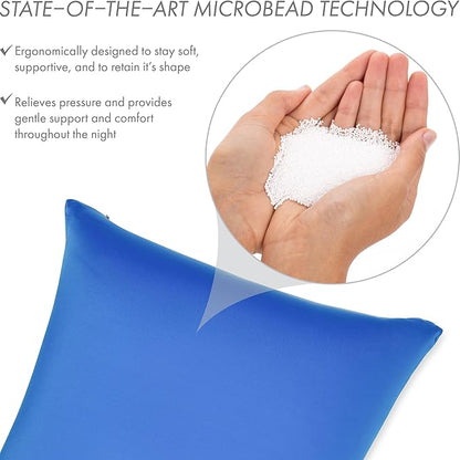 PILLOWY 16" x 16" Throw Pillow - Yeal Blue: 1 PCS Luxurious Premium Microbead Pillow with 85/15 Nylon/Spandex Fabric. Forever Fluffy, Outstanding Beauty & Support. Silky, Soft & Beyond Comfortable