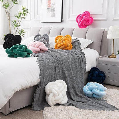 Xiashrk Knot Pillow, Decorative Throw Pillows with Soft Plush for Couch, 12" Knotted Pillows Pink Dorm Room Decor Knot Pillow Ball Decorative Cushion for Bed Living Room