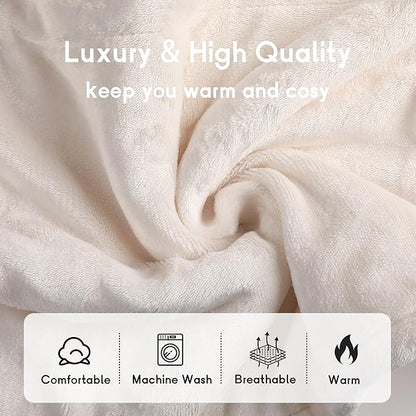 Heated Blanket Electric Blanket King Size 90''x100'' with 10 Heating Levels, 1-12 Hour Auto Shut Off, Machine Washable, Dual Controller Soft Warming Blanket for Couch, Bed, Office - White