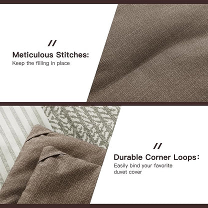 Litanika Comforter Set King Size Coffee - 3 Pieces Lightweight Colorblock Stripe Fluffy Bedding Comforter Sets, All Season Bed Set