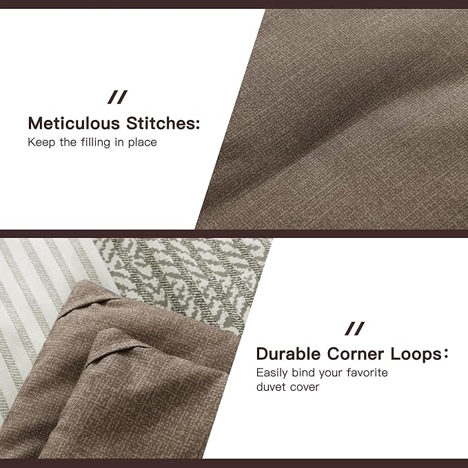 Litanika Comforter Set Twin/Twin XL Coffee - 2 Pieces Lightweight Colorblock Stripe Fluffy Bedding Comforter Sets, All Season Bed Set