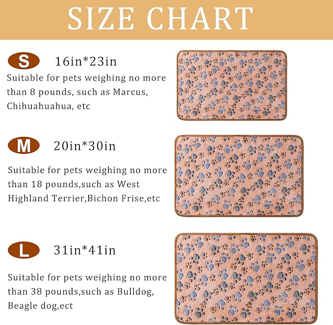 1 Pack 3 Blankets Super Soft Fluffy Premium Fleece Pet Blanket Flannel Paw Printed Throw for Dog Puppy Cat (Large 41x31'', White, Pink, Blue)