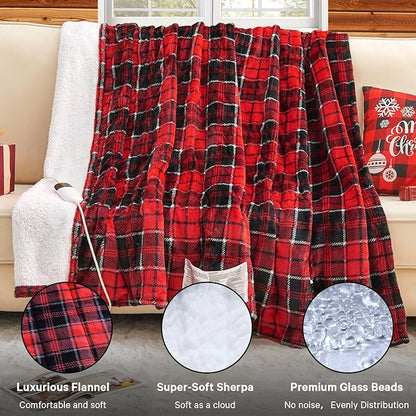 Red Heated Weighted Blanket for Adults Throw/Twin Size 13Lbs 50"x60", 2-in-1 Electric Heating Pad Lap Heavy Blanket for 120-140lbs with 10 Levels 1-8H Auto-Off, Christmas Birthday Gifts for Women Mom