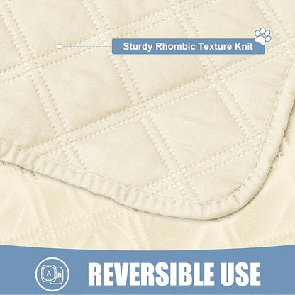 Smiry Waterproof Dog Bed Cover Pet Blanket, Soft Washable Dog Blanket for Furniture Bed Couch Sofa Reversible, Checkered (30"x53", Beige/Beige)