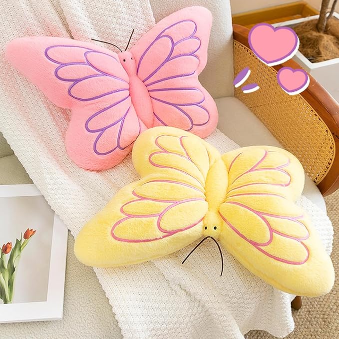 Butterfly Pillow Cute Butterfly Decorative Throw Pillows Cushion 16 x 12 inch for Women Room Home Garden Sofa Couch Yellow