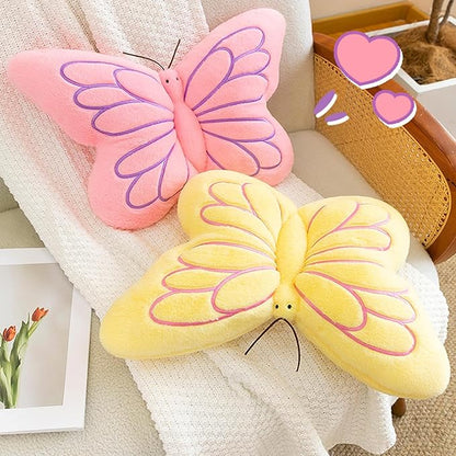 Butterfly Pillow Cute Butterfly Decorative Throw Pillows Cushion 16 x 12 inch for Women Room Home Garden Sofa Couch Yellow