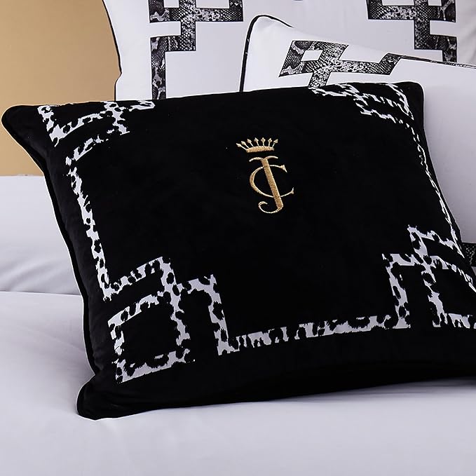 Juicy Couture - Decorative Accent Pillow, Soft Velvet Lattice, Premium Reversible Throw Pillow, Living Room and Bedroom Décor, Measures 20" x 20"| Black