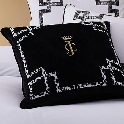 Juicy Couture - Decorative Accent Pillow, Soft Velvet Lattice, Premium Reversible Throw Pillow, Living Room and Bedroom Décor, Measures 20" x 20"| Black