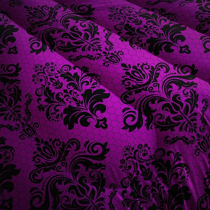 Violet Gothic Floral Print Comforter Set Queen Size,Vintage Damask Floral Bedding Set,Bohemian Exotic Printed Quilted Set for Teens Adult,with 1 Comforter and 2 Pillow Case