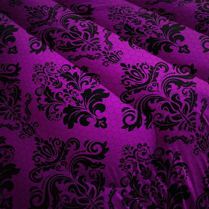 Violet Gothic Floral Print Comforter Set King Size,Vintage Damask Floral Bedding Set,Bohemian Exotic Printed Quilted Set for Teens Adult,with 1 Comforter and 2 Pillow Case