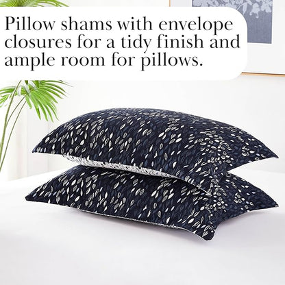 Southshore Fine Living, Inc. Botanical Leaves Collection - Cal/King Comforter Set, Premium Bedding, All-Season Down Alternative, Summer Coverlet, Oversized 3-Piece Fluffy Comforter King Size, Blue