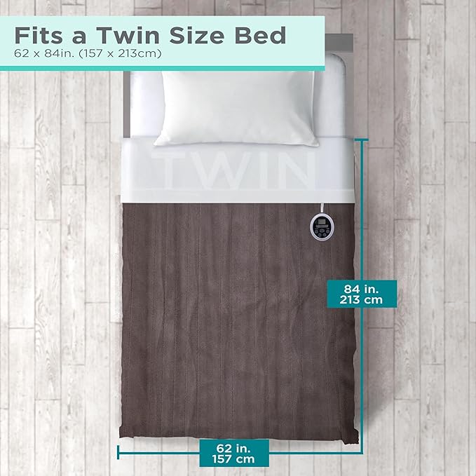 BLACK+DECKER Heated Blanket Electric Twin, Micro Plush Electric Blanket, Heating Blanket with 10 Heating Levels, 10H Timer, Auto Shutoff, Fast Heating (84x90 inches, Grey)