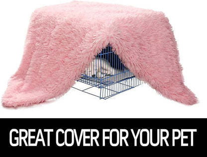 LOCHAS Luxury Fluffy Dog Blanket, Extra Soft and Warm Sherpa Fleece Pet Blankets for Dogs Cats, Plush Furry Faux Fur Puppy Throw Cover, 20''x30'' Pink