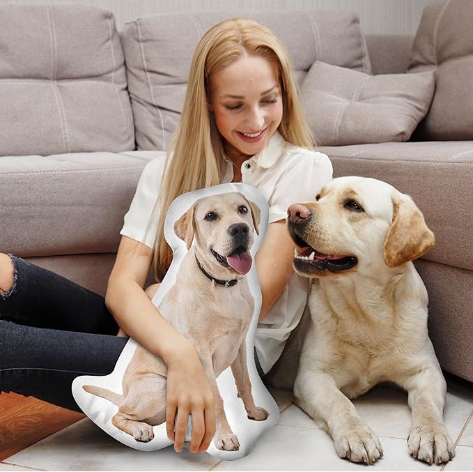 Easycosy Custom Photo Pillow, Personalized Pet Pillow Shaped Like Your Dog Cat, Customized Stuffed Animal Picture Pillowcase, Birthday Funny Gag Gifts for Her Him Pet Lovers(20 Inch)