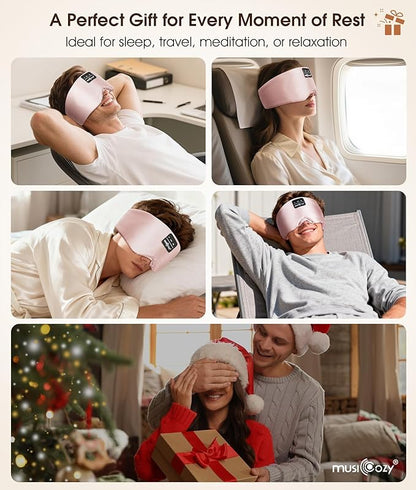 MUSICOZY 3D Silk Bluetooth Sleep Mask Headphones, Mulberry Silk Eye Mask with Ultra-Thin Wireless Speakers, Bluetooth 5.4 Sleeping Headphones for Side Sleepers, Music Sleep Mask Gifts for Men Women