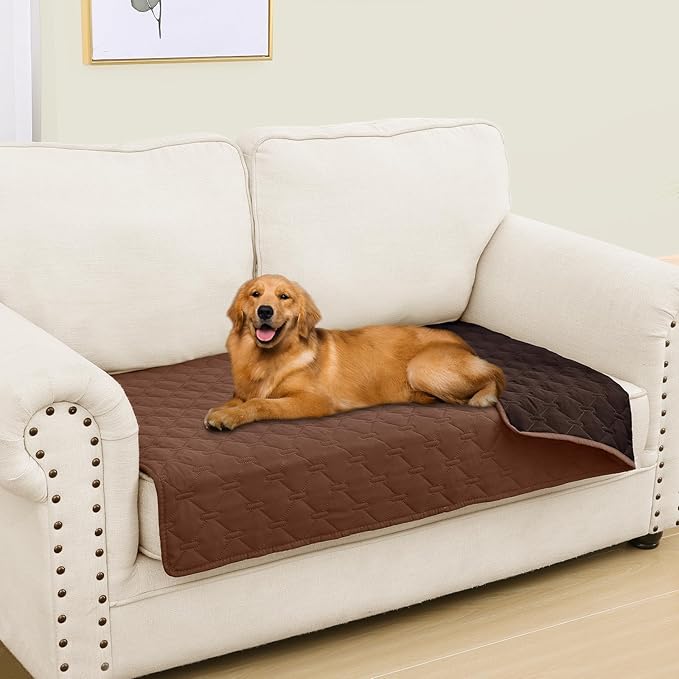 Smiry Waterproof Dog Bed Cover Blanket, Soft Reversible Pet Blanket, Washable Leakproof Cats Dogs Couch Cover for Sofa, Couch, Furniture (30x53 Inch, Brown/Chocolate)