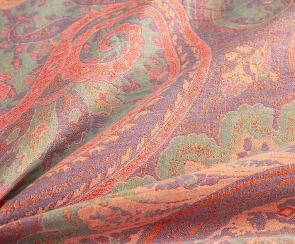 SLEEPBELLA Washed Double Layer Muslin 100% Cotton Comforter Set Queen Size, Paisley Fluffy Thick Checked Bedding Set, Soft Breathable(1 Comforter, 2 Pillow Shams)