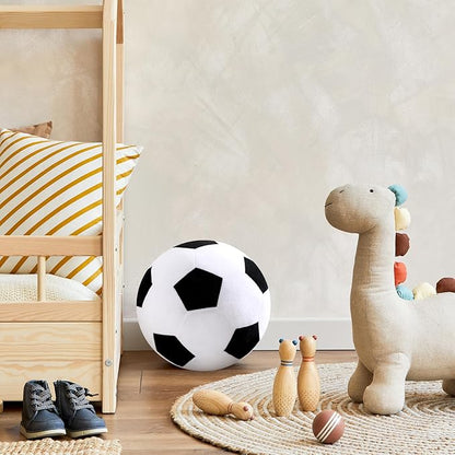 Yousoontic Soccer Ball Throw Pillow 11.8 Inch Nordic Round Soccer Ball Pillow Fluffy Soccerball Durable Soft Stuffed Plushies Sport Theme Gifts for Couch Sofa Bedroom Bed Decorations