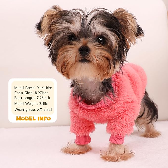 Dog Sweaters for Small Dogs Girl, Winter Fleece Puppy Sweater for Chihuahua Teacup Ting Dogs Kitten(1-3lbs), XXS