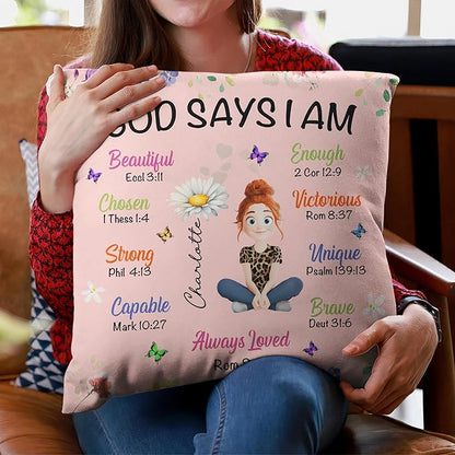 Macorner Personalized Pillow (Insert Included), Kid Birth Flower God Says I Am
