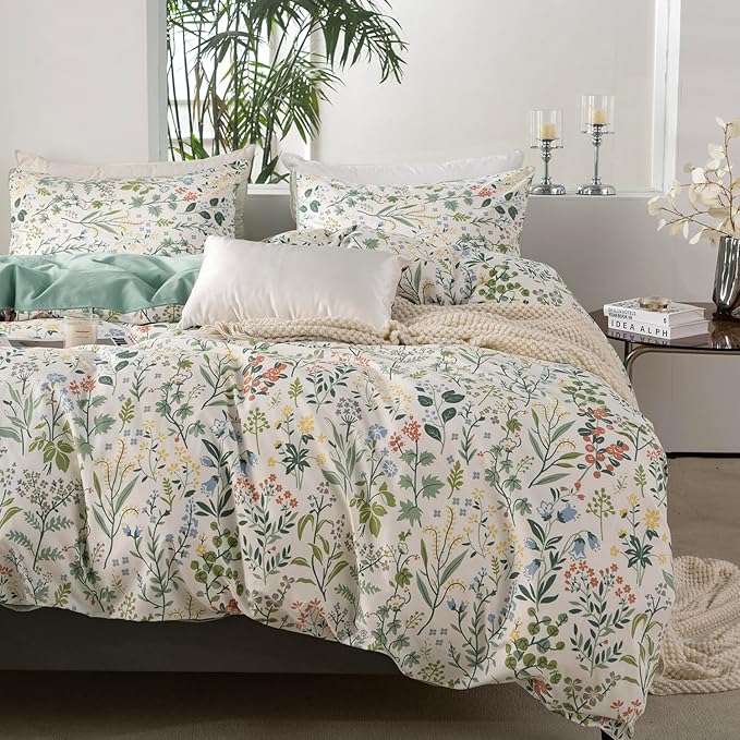 King Comforter Set Floral Soft Cute Floral Bedding Comforter Sets Garden Style Red Flower Print Botanical Flowers Comforter Set King for All Seasons 1 Comforter and 2 Pillowcases