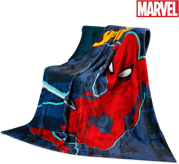 Disney Marvel Spiderman Throw Blanket Soft Fleece Blanket Comforter 59 x 51” (Blue Spiderman)