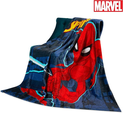 Disney Marvel Spiderman Throw Blanket Soft Fleece Blanket Comforter 59 x 51” (Blue Spiderman)