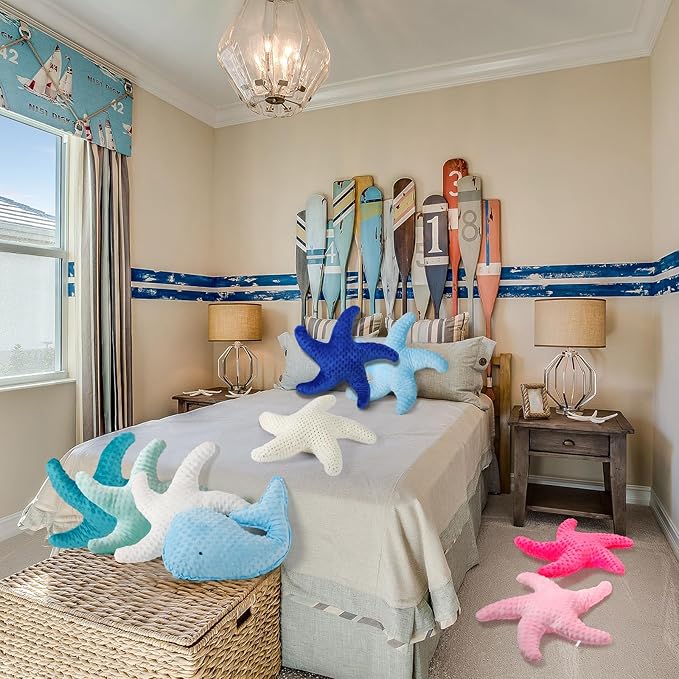 Marble Empire Starfish Pillow for Couch and Bed, Coastal Decor Throw Pillow, Ocean Beach Theme Accent Pillow for Living Room（Turquoise）