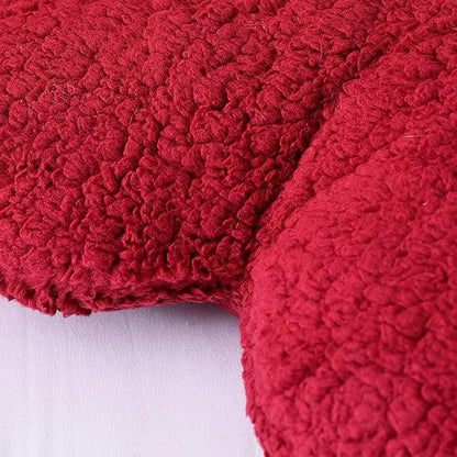 EVOLIVE Heart Pillow, Love Pillow Gifts, 15X17 Inch Large Heart Shaped Pillows, Sherpa Material Room Decor Throw Pillows, Living, Bedroom, Indoor Outdoor (Wine Red)
