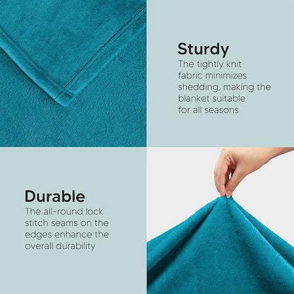 Utopia Bedding Fleece Blanket King Size Turquoise 300GSM Luxury Anti-Static Fuzzy Soft Microfiber Bed Blanket (90x102 Inch)