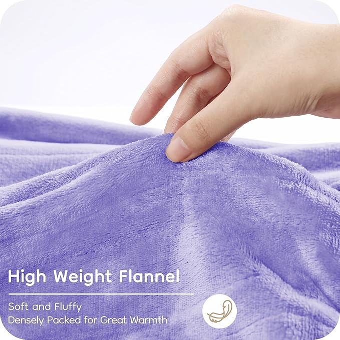 Electric Heated Blanket Queen Size 84"x90", with Dual Control Breathable & Luxurious Flannel, 4 Heating Levels & 10 Hours Auto-Off, Fast Heating, Machine Washable, for Bedding-Light Purple