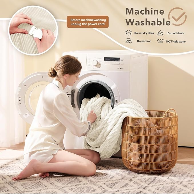 Homemate Electric Heated Blanket Twin Size - 62"x84" Heating Blanket Twin Size 1/2/4/6/8 Hours Auto-Off 10 Heat Level Over-Heat Protection Soft Flannel Sherpa ETL Certification