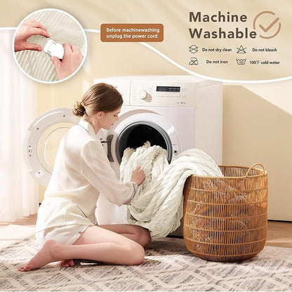 Homemate Electric Heated Blanket Twin Size - 62"x84" Heating Blanket Twin Size 1/2/4/6/8 Hours Auto-Off 10 Heat Level Over-Heat Protection Soft Flannel Sherpa ETL Certification