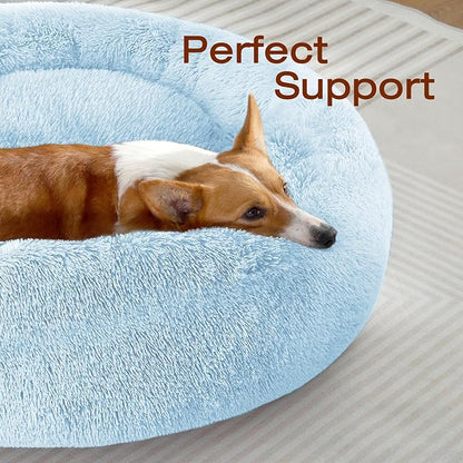 JOLLYVOGUE Dog Bed, Calming Anti-Anxiety Large Dog Bed, Fluffy Donut Cushion for Medium and Large Pets (27"/30"/36")