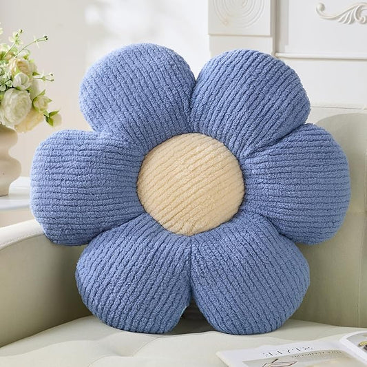Flower Pillow, 15.75" Blue Throw Pillows Cute Daisy Decorative Pillow Cushion Seating Home Decorative for Bed, Sofa, Couch