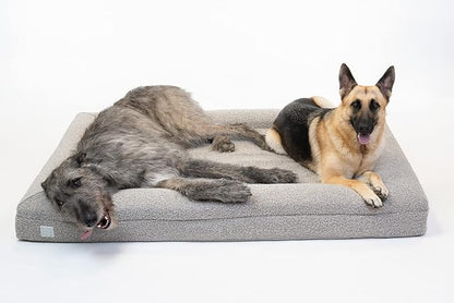Luxury Boucle Orthopedic Memory Foam Dog Bed with Waterproof Liner and Machine Washable Cover with YKK Zippers (X-Large, 61" L x 44" W x 7" Th, Sand)