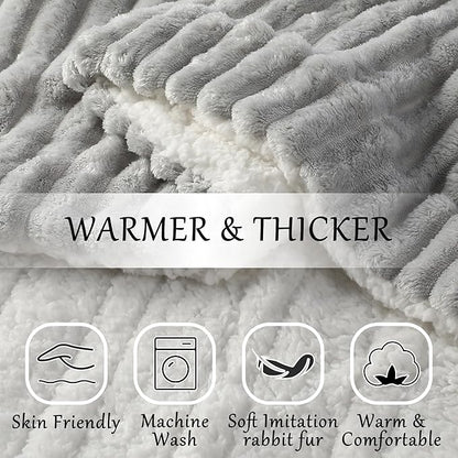 Electric Blanket Heated Throw Blanket, Super Soft Flannel & Sherpa Electric Throw Blanket with 6 Fast Heating Levels, 4 Hours Auto Off & OverHeat Protection, Machine Washable, 50'' X 60'', Light Gray
