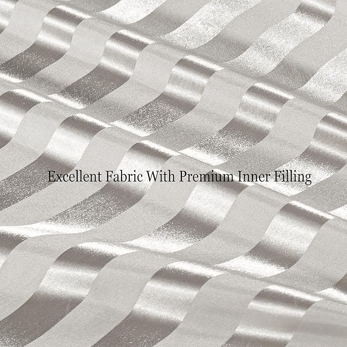 Whale Flotilla 3-Piece Reversible Silky Soft Queen Comforter Set, Luxury Stripe Satin Comforters Full Size Bedding Set with 2 Satin Pillowcases, Lightweight Duvet for All Seasons, Grey