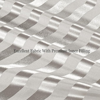 Whale Flotilla 3-Piece Reversible Silky Soft King Size Comforter Set, Luxury Stripe Satin Oversized Comforter Bedding Set with 2 Satin Pillowcases, Lightweight Duvet for All Seasons, Grey