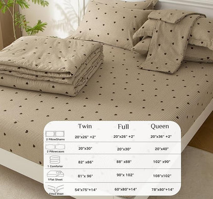 SDY 7 Piece Plaid Comforter and Sheet Set,Twin Size Gingham Bedding Set,Super Soft Microfiber with 1*Comforter,1* Flat Sheet, 1*Fitted Sheet,2*Pillowcases and 2*PillowcaseShams