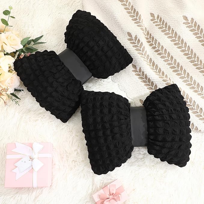 Novabright 2 Pcs Bow Pillow, 13 x 14 Bow Shaped Coquette Throw Pillow, Cushion Soft Home Decorative for Bedroom Sofa Couch Living Room(Black)