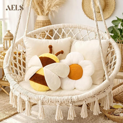 AELS Bumble Bee & Flower Shaped Throw Pillows, Cute Decorative Pillow Set of 2, Summer & Bee Decor for Kids' Rooms, Living Room, Bedroom, Ideal for Cozy Home Accent