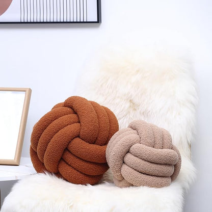 Petrella Knot Pillow Ball Round Throw Pillows Home Decor Cushion Decorative Aesthetic Throw Pillows，Lambswool Khaki 11inch