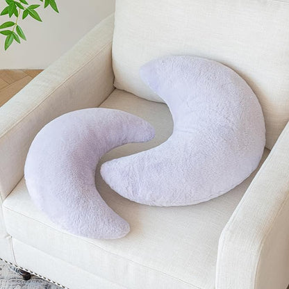 Moon Pillow, Decorative Throw Pillows with Soft Faux Rabbit for Bed Couch, Moon Shaped Pillows Plush Floor Cushions Room Decor Pillow for Sofa Bedroom Living Room