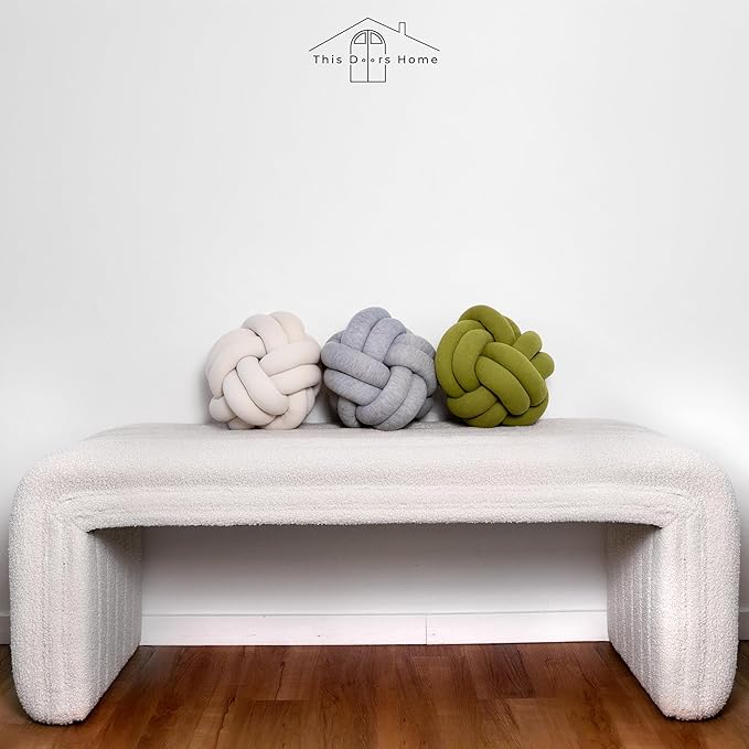Large Knot Pillow Cotton Knot Pillow Ball |11in. Ball Pillow in 3 Classy Colors| Modern Home Decorative Knot Throw Pillow Knot Pillows|Knotted Pillow|Knot Ball Pillow (Olive Green)