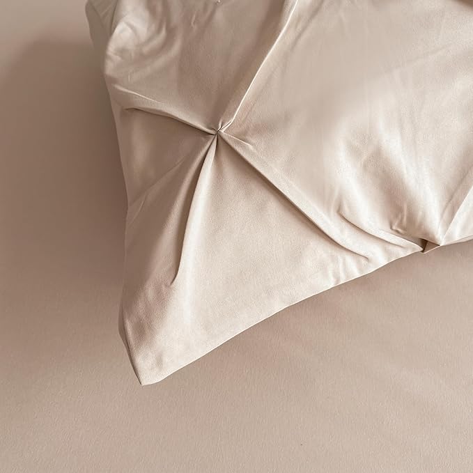 Maple&Stone California King Comforter Set, 7 Pieces Cal King Bed Set, Pinch Pleat Bed in a Bag Bedding Set with Comforter, Sheets, Pillowcases & Shams - Beige