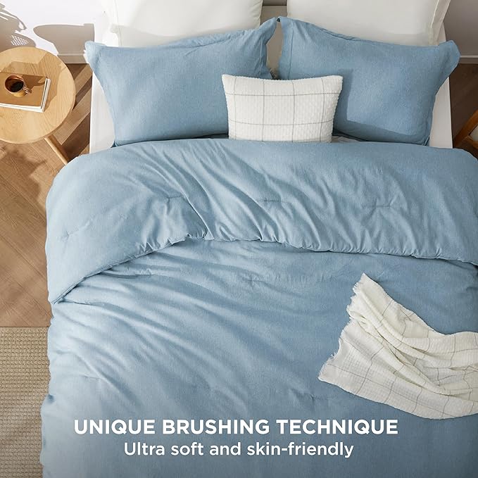 Bedsure Twin/Twin XL Comforter Set - Storm Blue Soft Bedding for All Seasons, Cationic Dyed Bed Set, 2 Pieces, 1 Twin Size Comforter (68"x88") and 1 Pillow Sham (20"x26"+2")