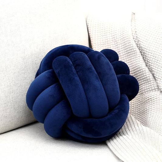 Petrella Knot Pillows Ball Round Throw Pillows Home Decor Cushion Decorative Aesthetic Throw Pillows，Navy 8inch