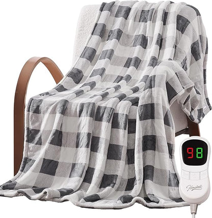 HomeMate Electric Blanket Heated Full Size - 72“x84“ Ultra Soft Cozy Flannel Heating Blanket with 10 Fast Heat Levels 8 Hours Auto Off Over-Heated Protection ETL Certification Keep Warm in Home Office
