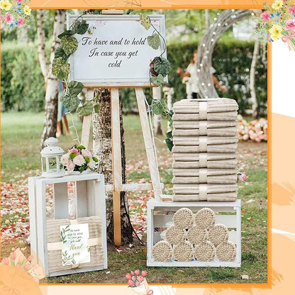 Buryeah 12 Pcs Wedding Flannel Fleece Throw Blanket Bulk with Thank You Card and Ribbon, 50 x 60 in Oeko-TEX Standard 100 Certified Blankets Outdoor Wedding, Guest Party Souvenirs (Khaki)